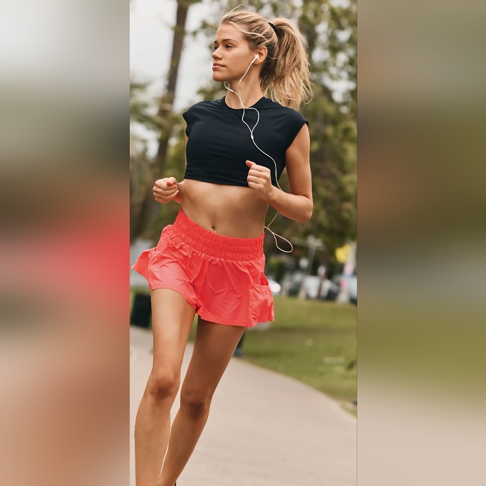 NWT FP Movement Get Your Flirt on Shorts in Neon Coral